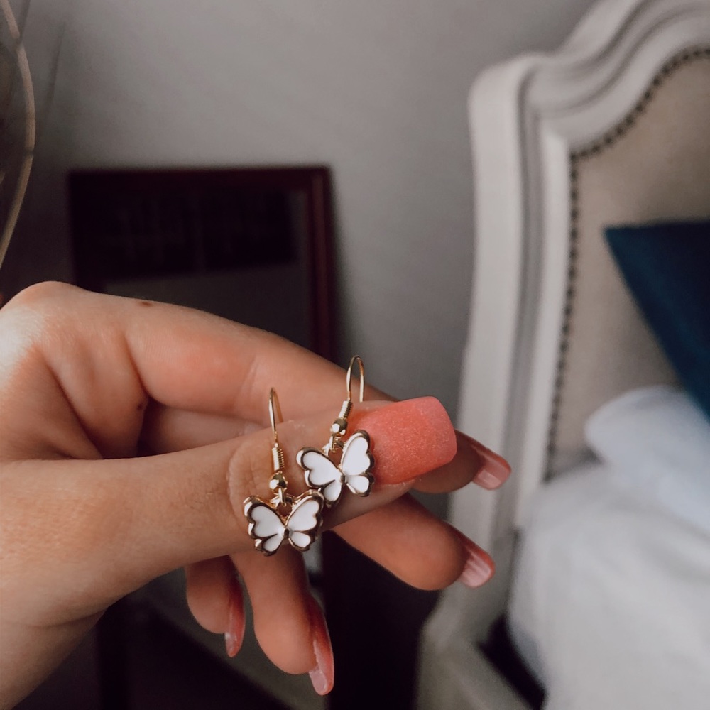 White Butterfly Earrings